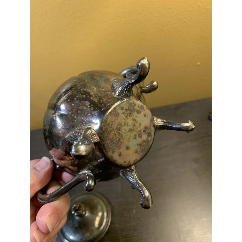 Vintage Sheridan Silver On Copper Sugar Bowl
